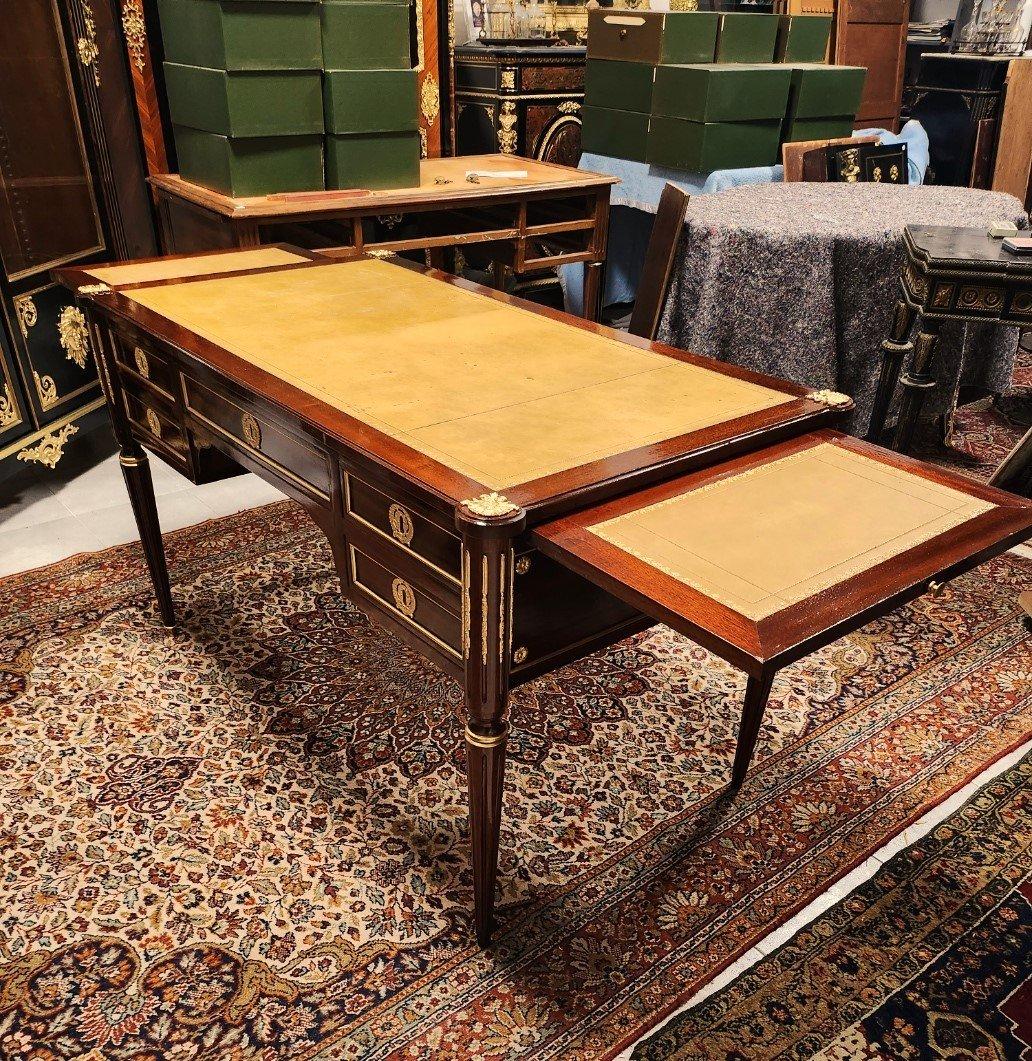 Fin du XIXe siècle Table de bureau en bronze doré Brown, Napoléon III Boulle Louis XVI 19ème siècle en vente