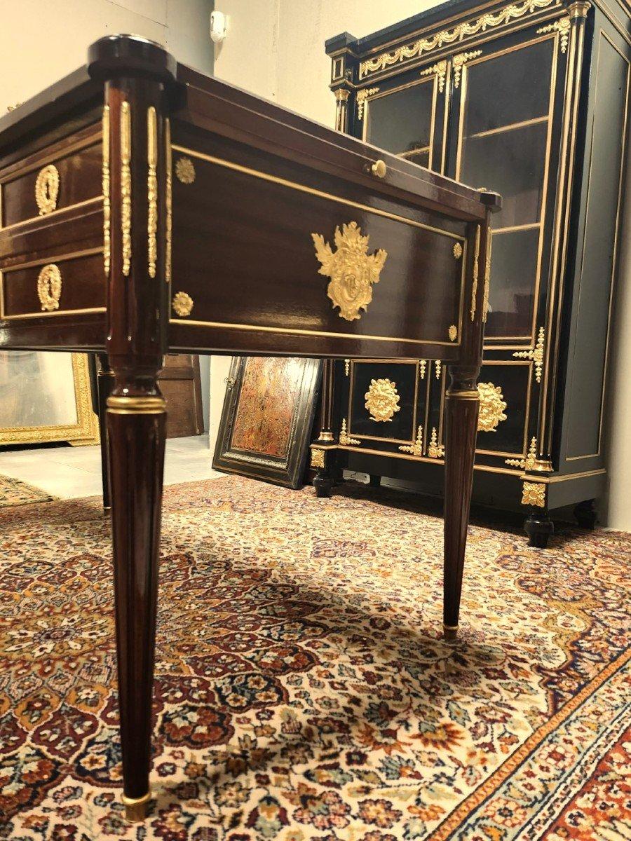 French Gilt Bronze Brown Desk Table, Napoleon III Boulle Louis XVI 19th Century For Sale 4