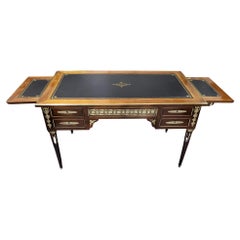 Brown Desk Writing Table, Louis XVI Style, France, 19th Century