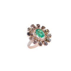 Brown Diamond and Emerald Cluster Cocktail Ring