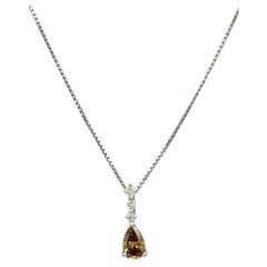 Brown Diamond and White Diamond Pendant Necklace in Platinum