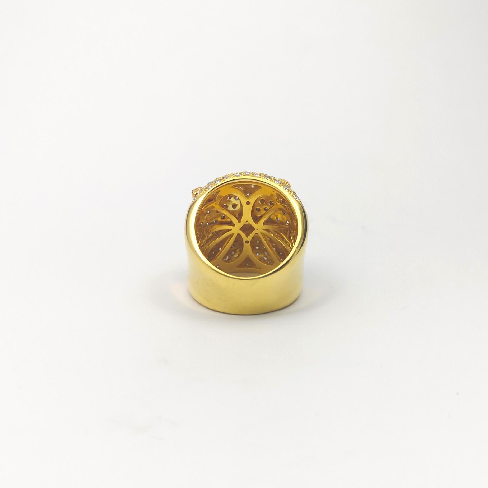 Bague étoile de mer en or 18 carats, diamant brun et diamant jaune en vente 4