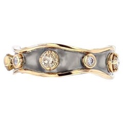 Brown Diamond Bandeau Ring in 18k Yellow Gold and Patinated Silver by Elie Top