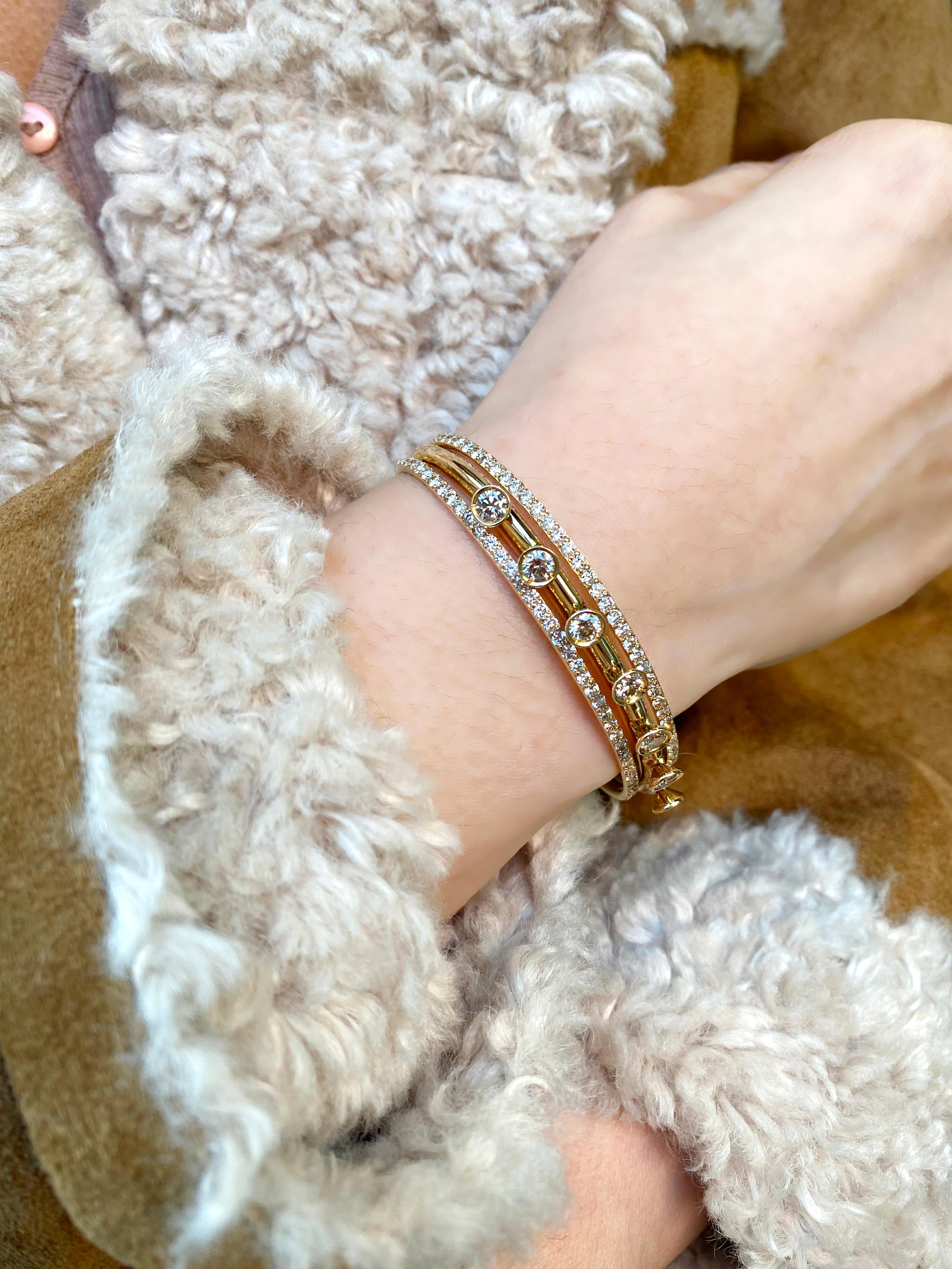 da uomo o donna Bracciale a campana con diamante marrone di SOONHEE (misura L: 21 cm) in vendita