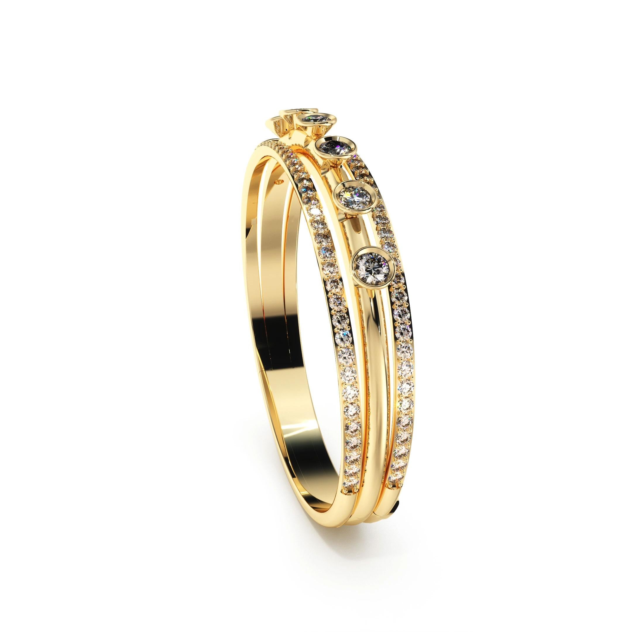 Taille ronde Bracelet en forme de cloche en diamants bruns de SOONHEE (Taille M : 18,5cm) en vente
