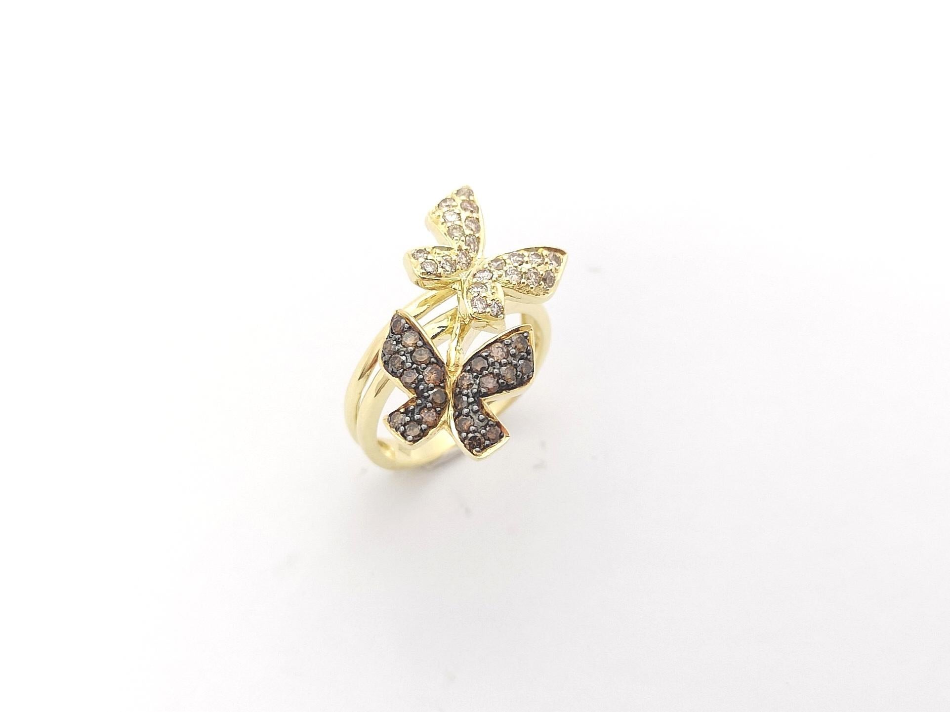 Brown Diamond Butterfly Ring Set in 18k Gold Settings For Sale 7