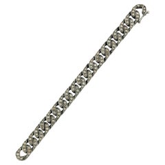 Bracelet à chaîne en argent oxydé et diamants champagne