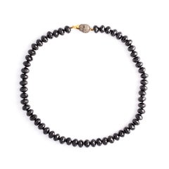 Brown Diamond Clasp Onyx Multi Facets Beaded Necklace