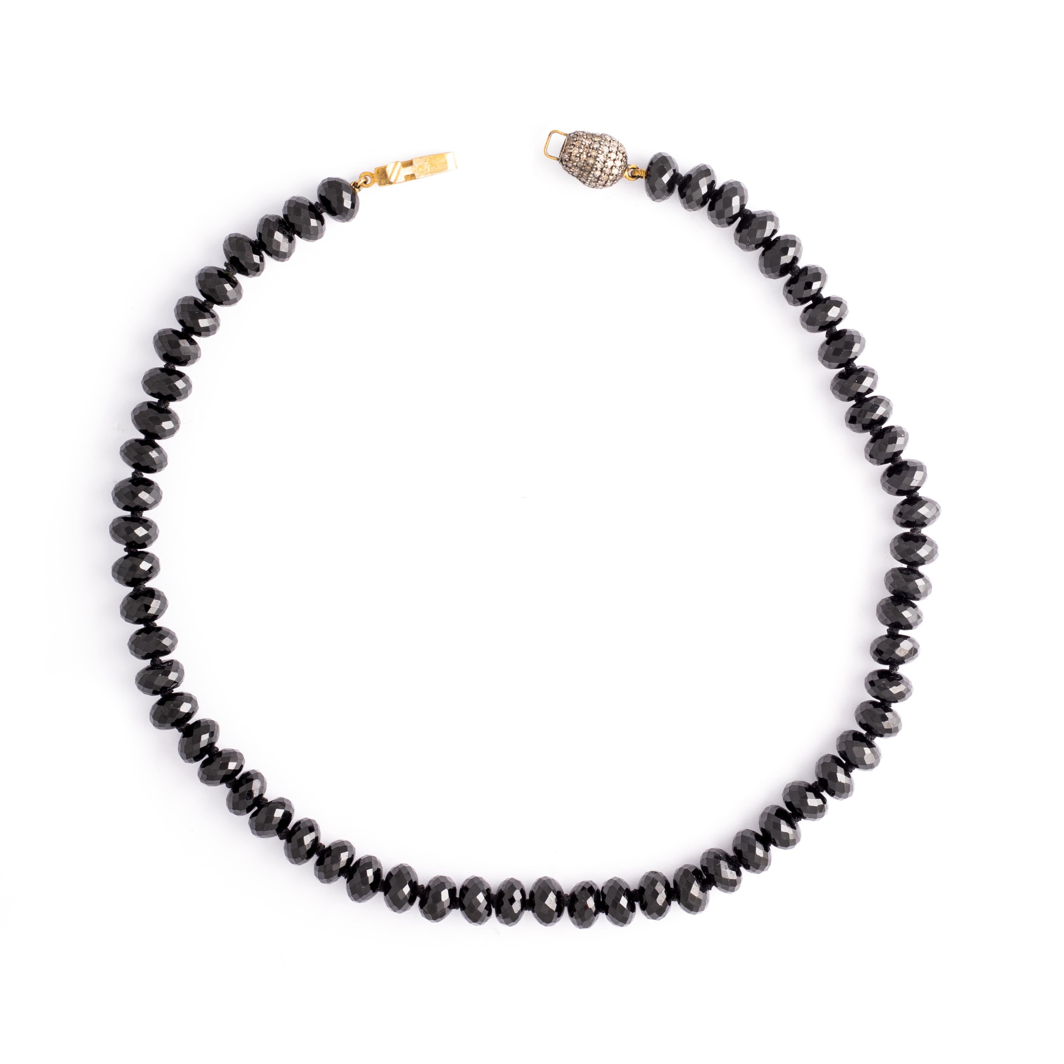 Néo-baroque Collier de perles en Onyx à facettes multiples avec fermoir en diamant Brown en vente