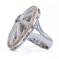 Brown Diamond Disc Gold Cocktail Ring