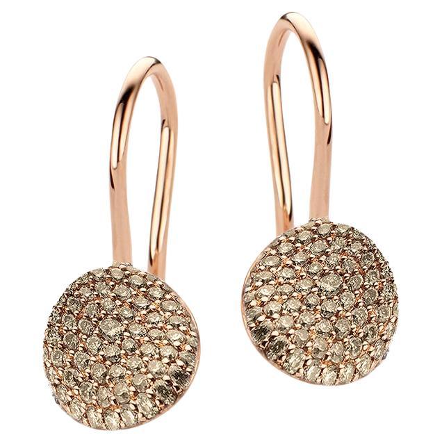 For Sale:  Brown Diamond Earrings in 18kt Rose Gold by Bigli