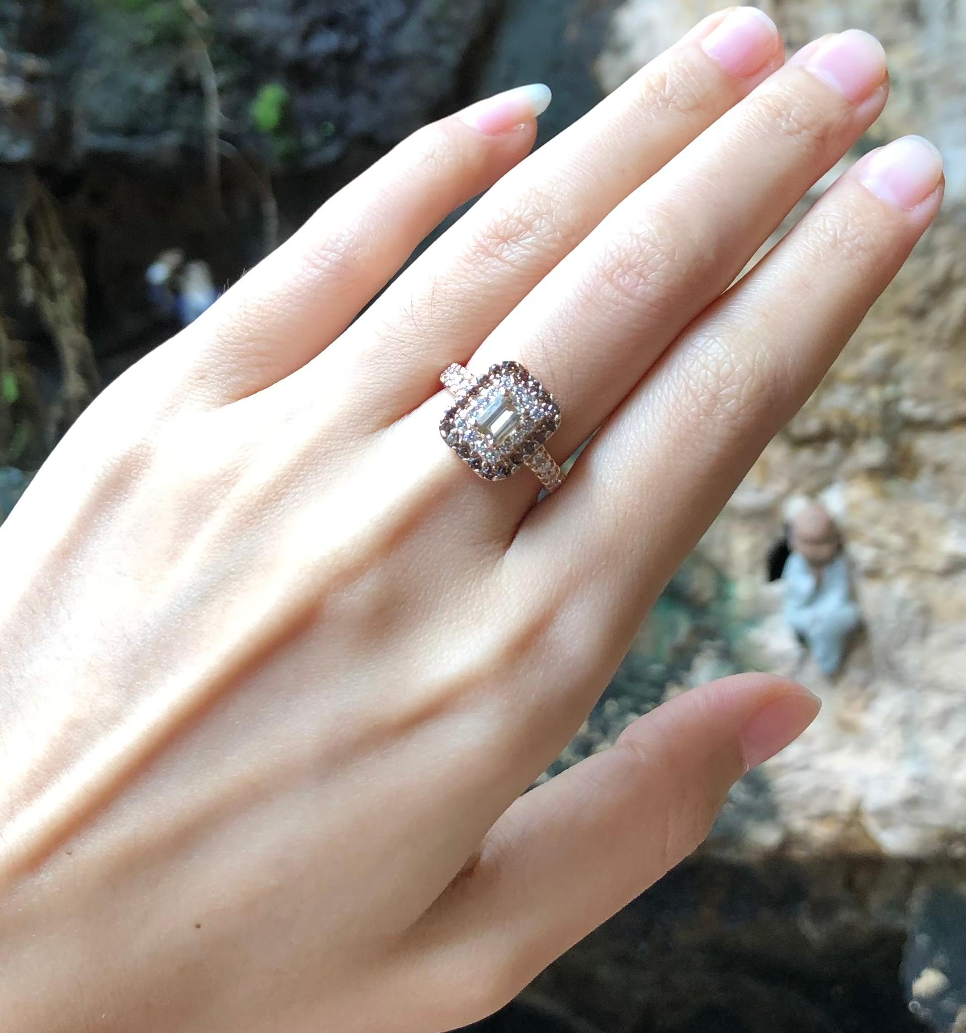 Brown Diamond Engagement Ring Set in 18 Karat Rose Gold Settings For Sale 2