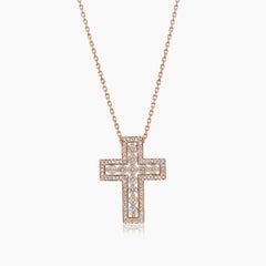 Brown Diamond & Fancy Diamond 18K Rose Gold Damiani Belle Cross Pendant Necklace