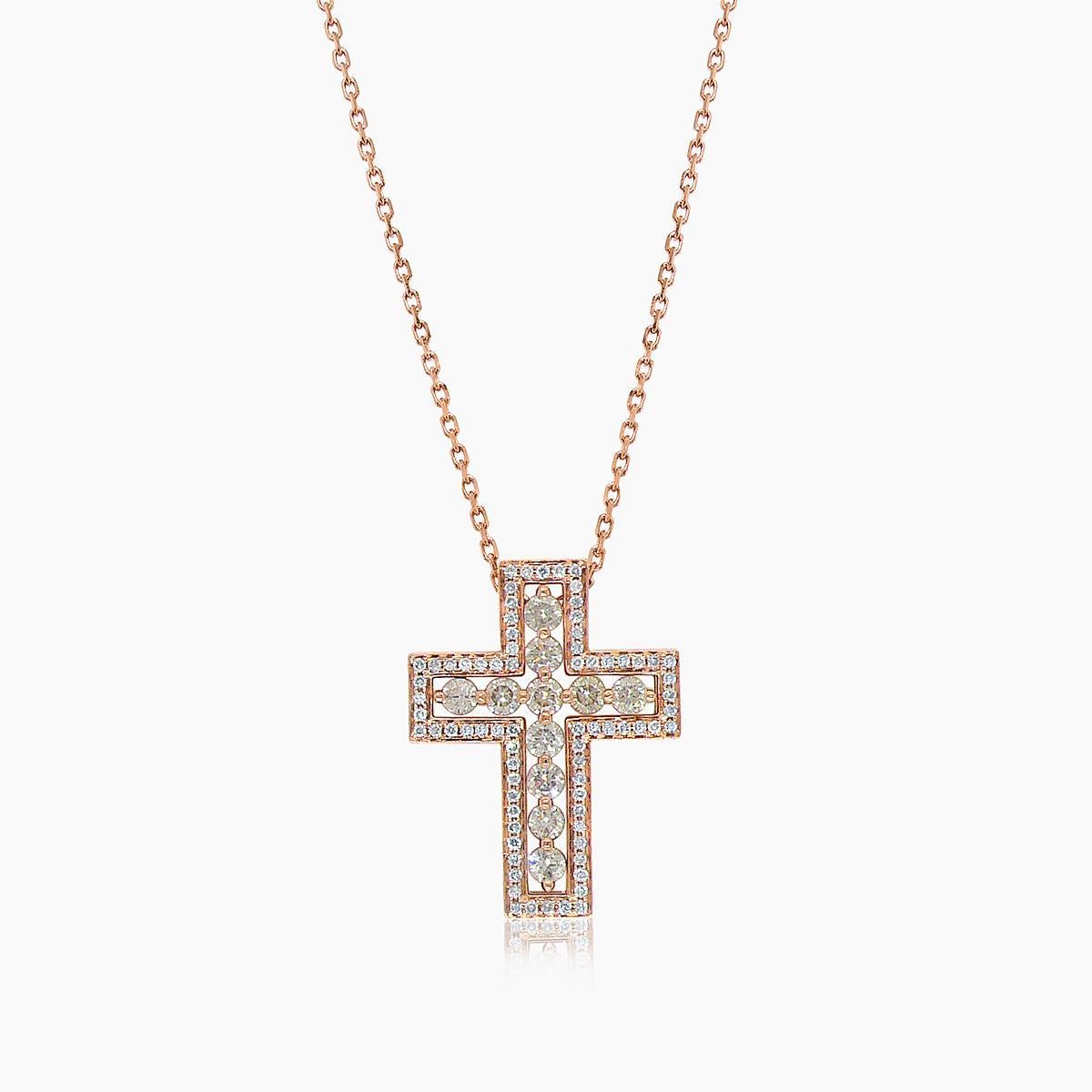 Collar Colgante Cruz Damiani Belle de Oro Rosa de 18 quilates con Diamantes Marrones y Diamantes de Fantasía Corte mixto en venta