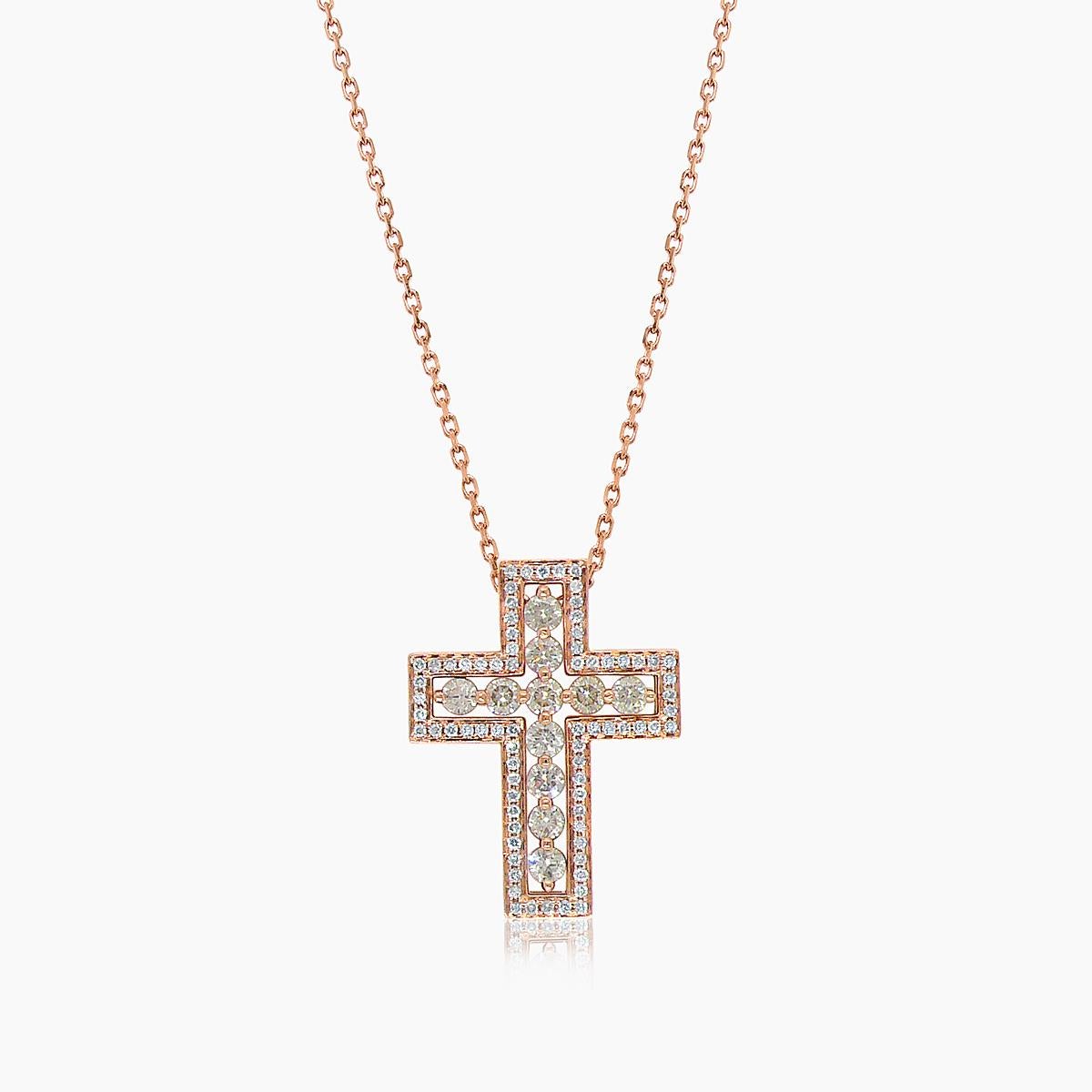 Collar Colgante Cruz Damiani Belle de Oro Rosa de 18 quilates con Diamantes Marrones y Diamantes de Fantasía en Nuevo estado para la venta en Oakton, VA