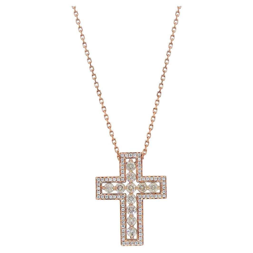 Collar Colgante Cruz Damiani Belle de Oro Rosa de 18 quilates con Diamantes Marrones y Diamantes de Fantasía en venta
