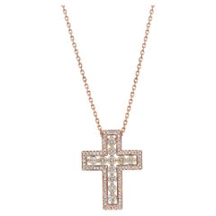 Collar Colgante Cruz Damiani Belle de Oro Rosa de 18 quilates con Diamantes Marrones y Diamantes de Fantasía
