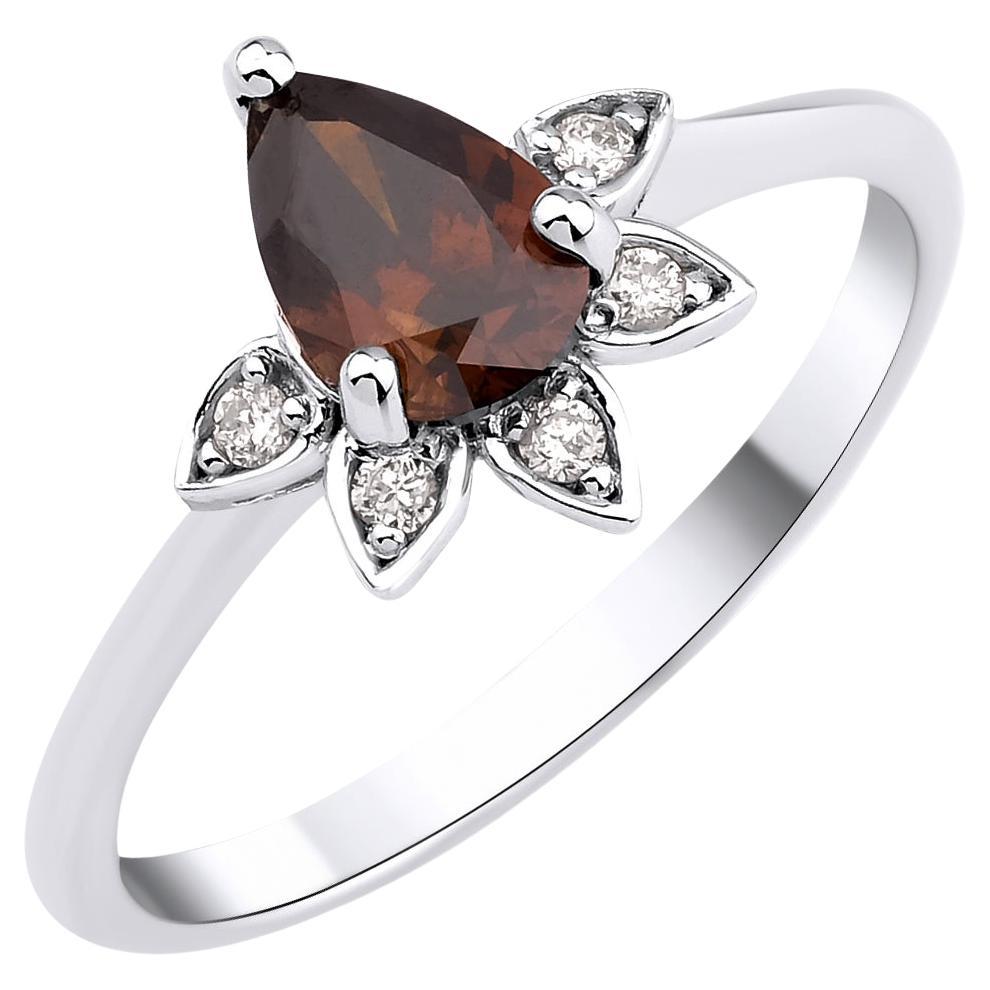 For Sale:  Brown Diamond Floral Design Ring