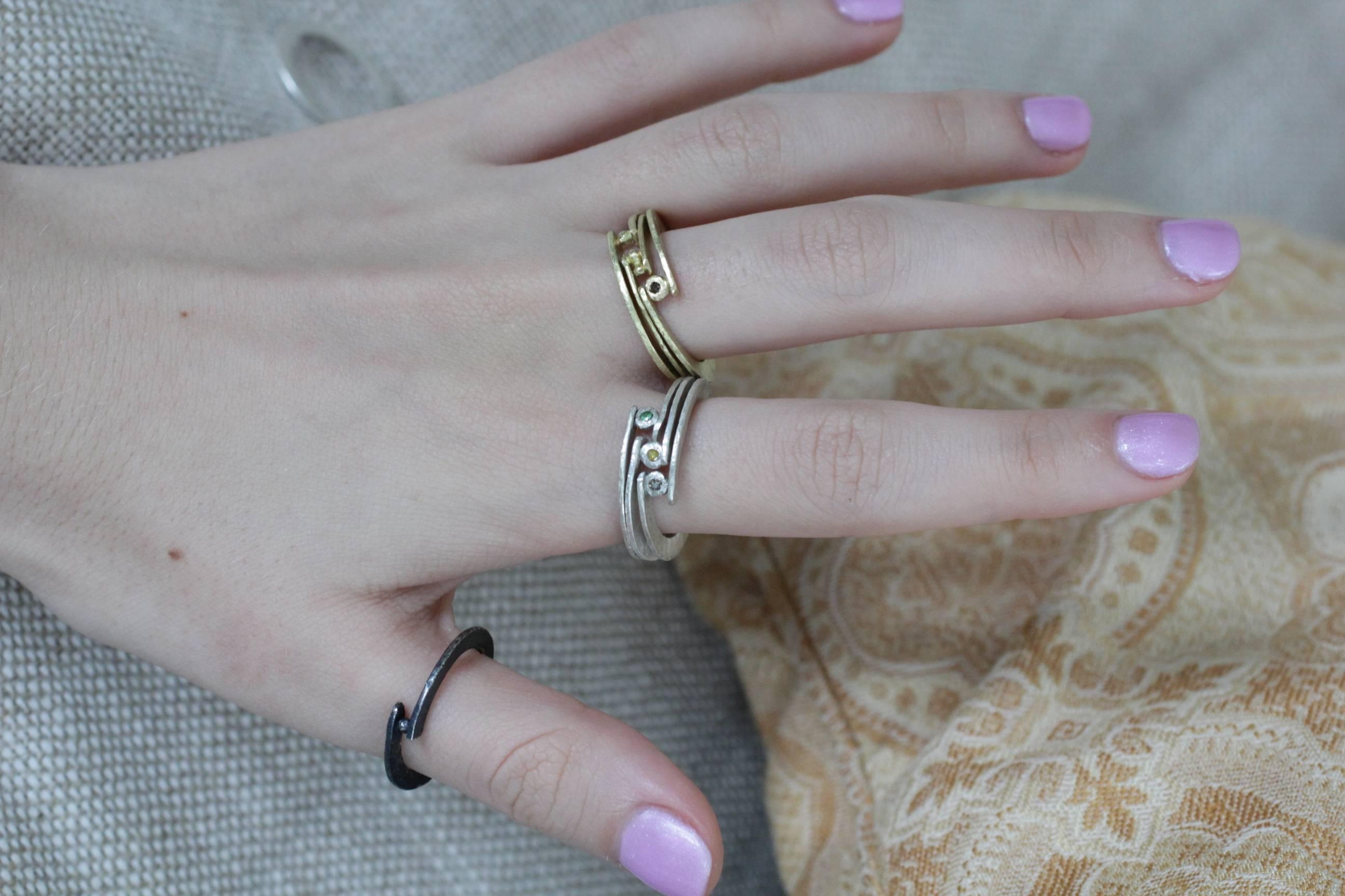 Brauner Diamant in 18 Karat Gold Mode-Ring Mehr Stacking Ideas AB Jewelry NYC im Angebot 2