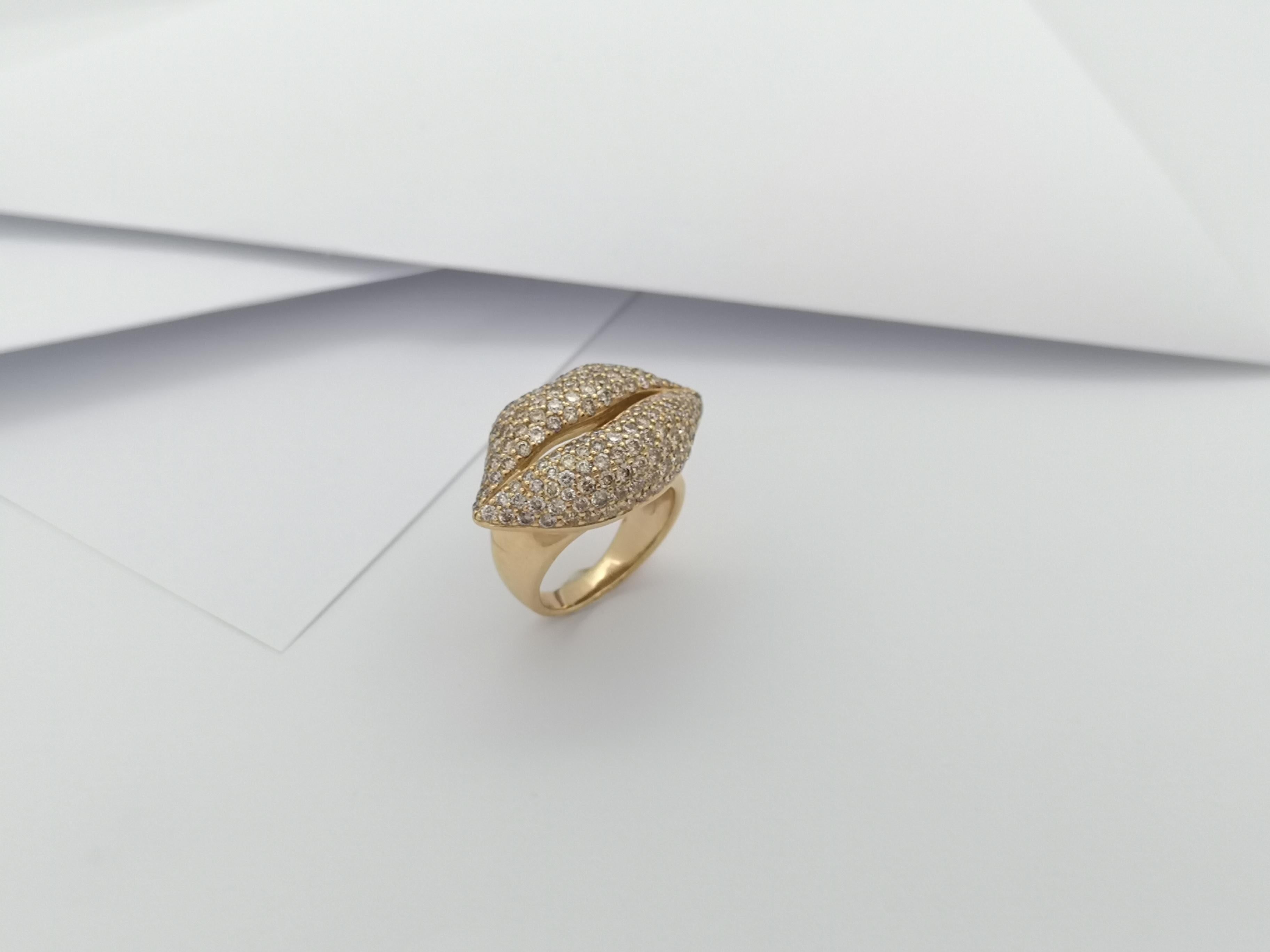 Brown Diamond Lips Ring set in 18K Rose Gold Settings For Sale 9