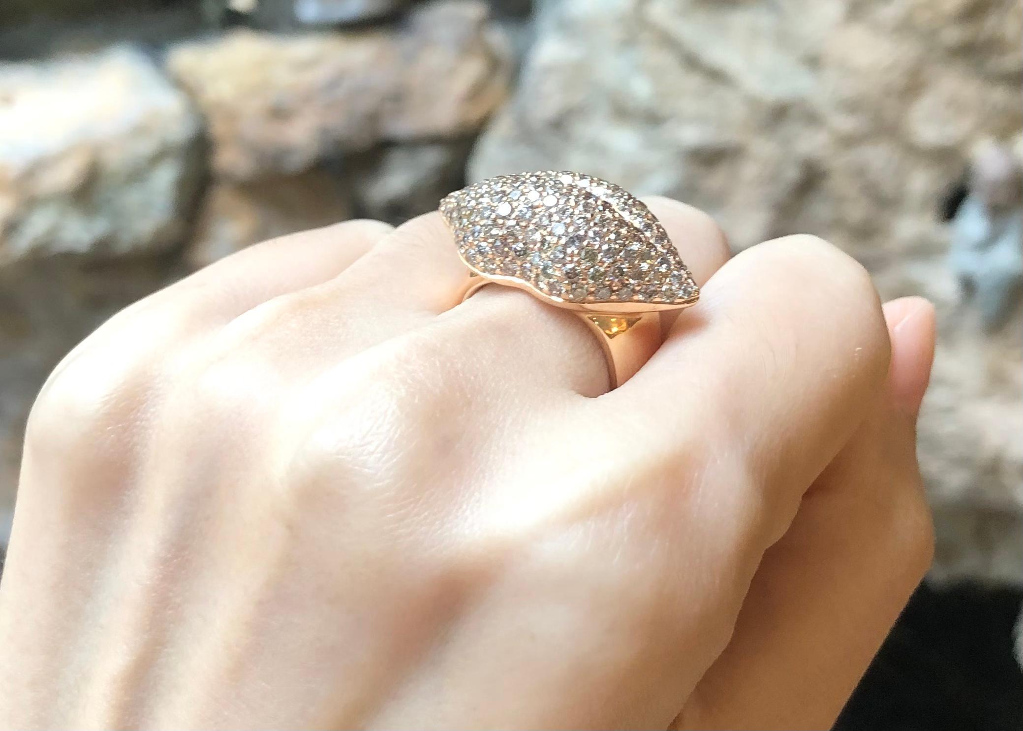 Brown Diamond Lips Ring set in 18K Rose Gold Settings In New Condition For Sale In Bangkok, TH