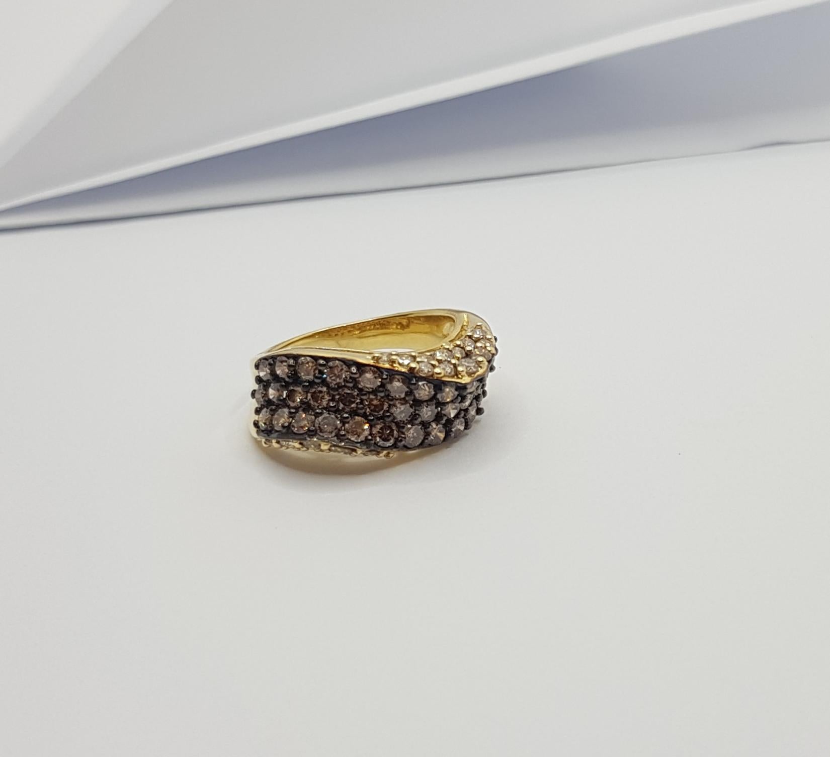 Brown Diamond Ring Set in 18 Karat Gold Settings For Sale 4