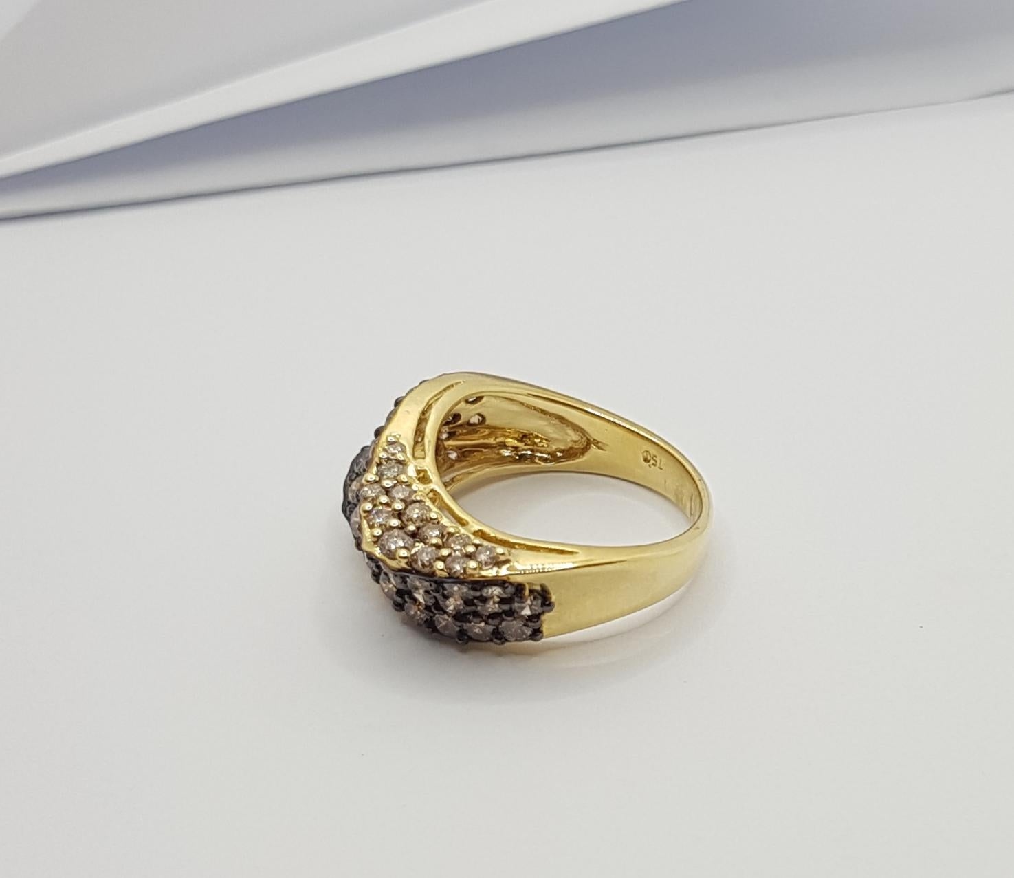 Brown Diamond Ring Set in 18 Karat Gold Settings For Sale 5