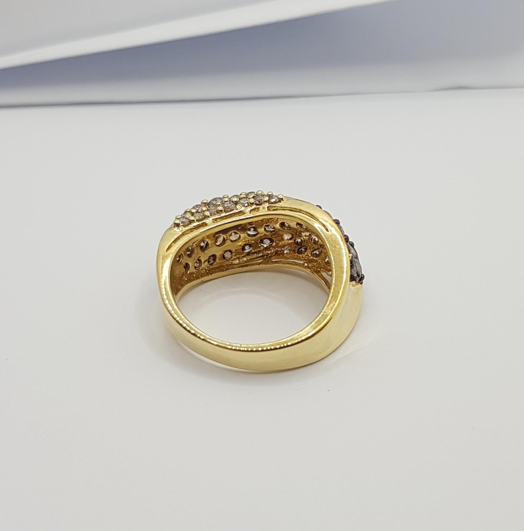 Brown Diamond Ring Set in 18 Karat Gold Settings For Sale 6