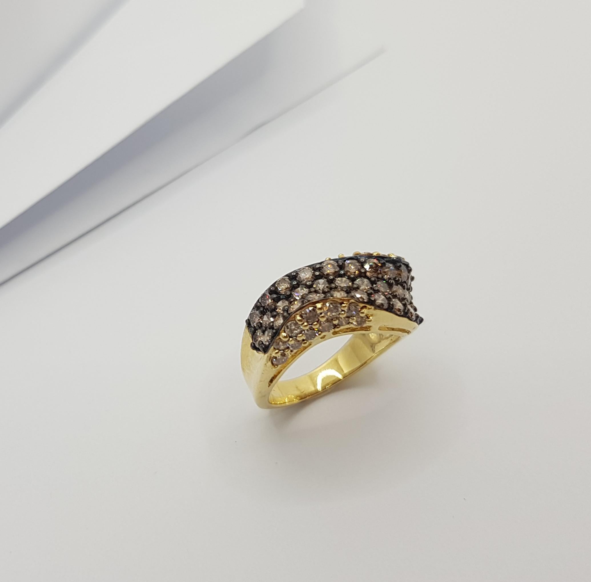 Brown Diamond Ring Set in 18 Karat Gold Settings For Sale 7