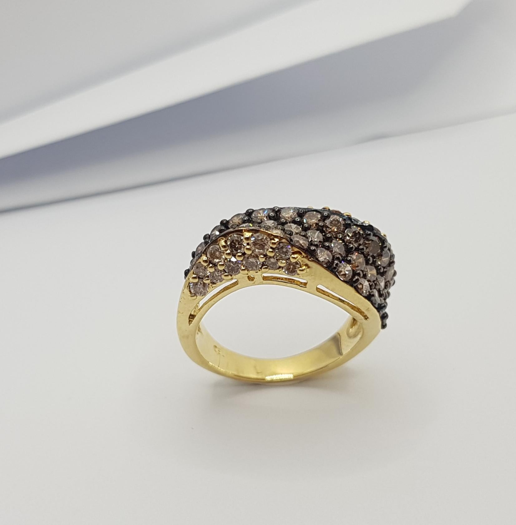 Brown Diamond Ring Set in 18 Karat Gold Settings For Sale 8