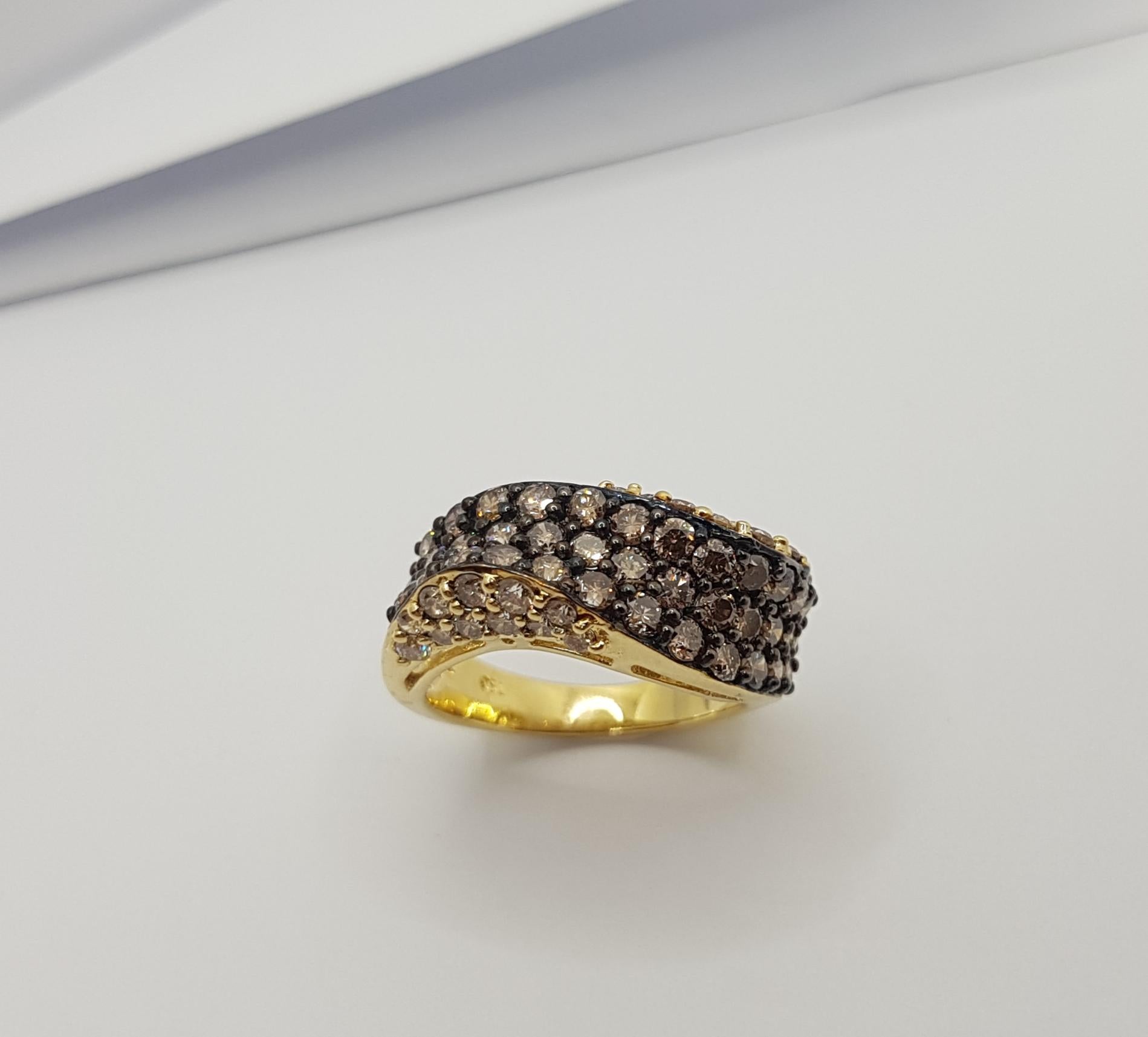 Brown Diamond Ring Set in 18 Karat Gold Settings For Sale 9