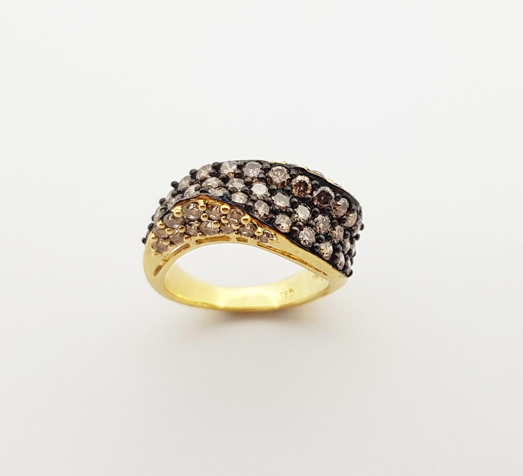 Brown Diamond Ring Set in 18 Karat Gold Settings For Sale 3