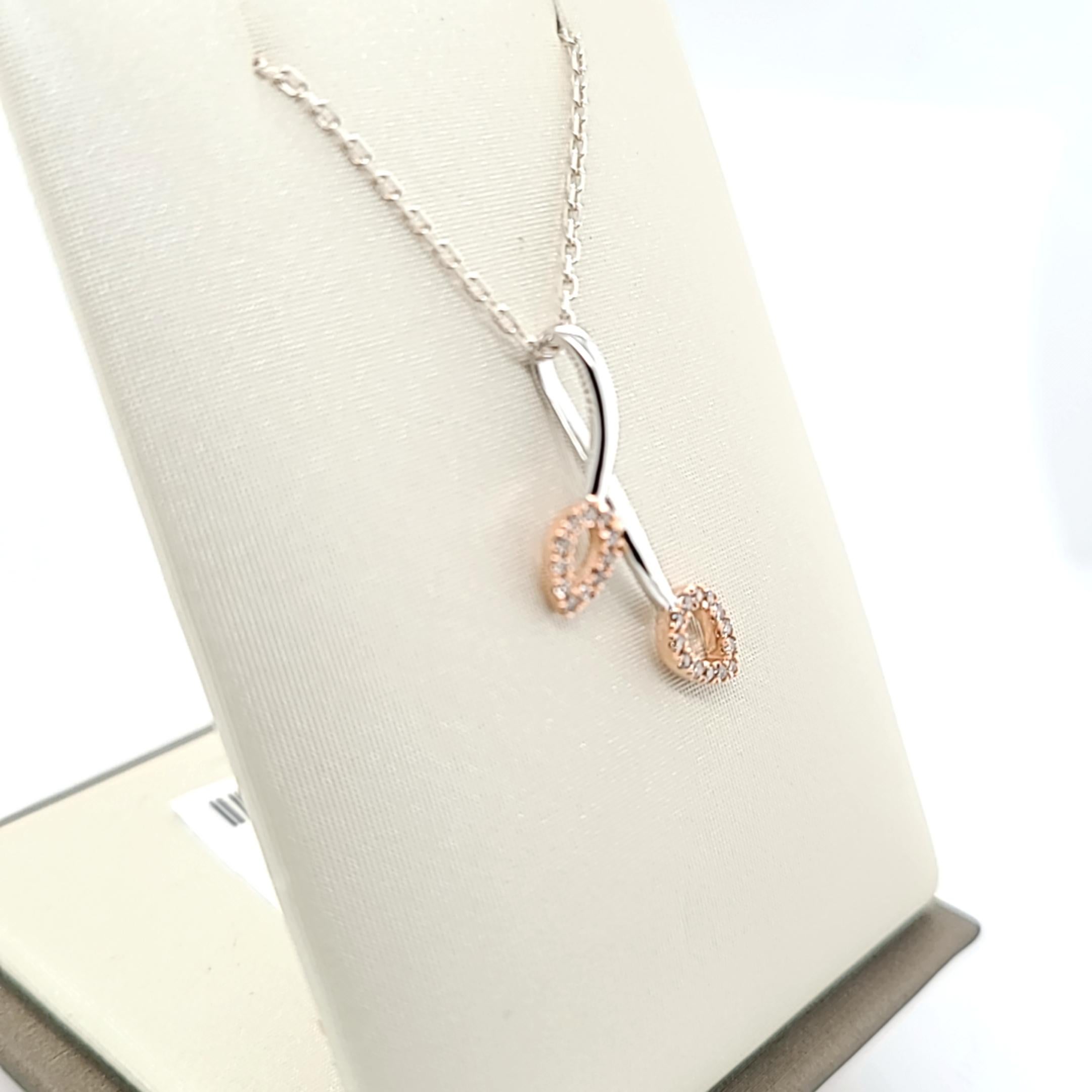 Brown Diamond Rose Gold Sterling Silver Wishbone Pendant In New Condition For Sale In Whippany, NJ