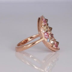Brown Diamond Unheated Purplish Pink Sapphire Blue Sapphire White Diamond Ring