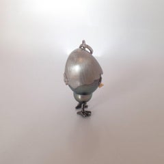 Petronilla Brown Diamond White 18K Gold Black Chick Pearl Egg Pendant Necklace