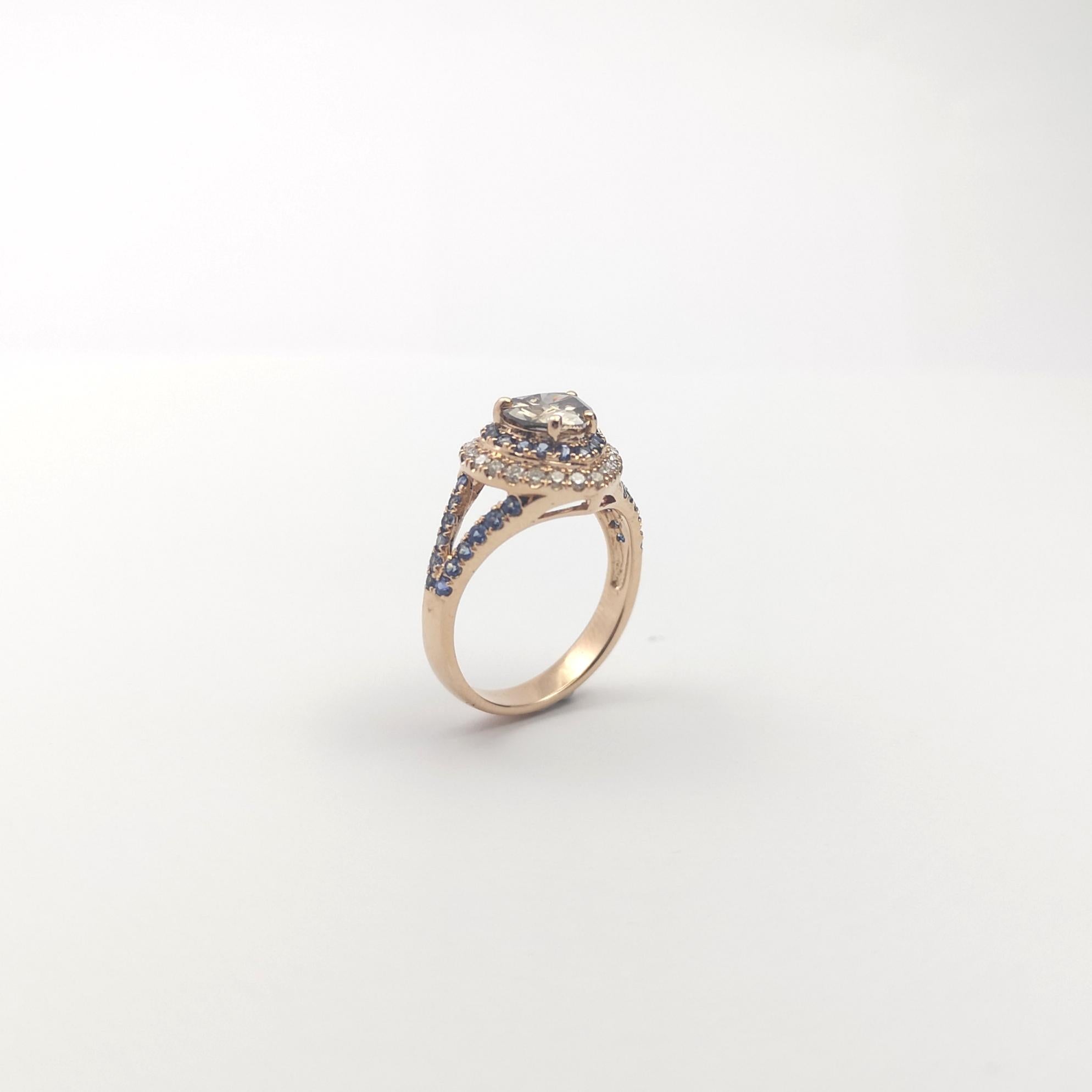 Brown Diamond with Blue Sapphire and Brown Diamond Ring set in 18K Rose Gold en venta 5