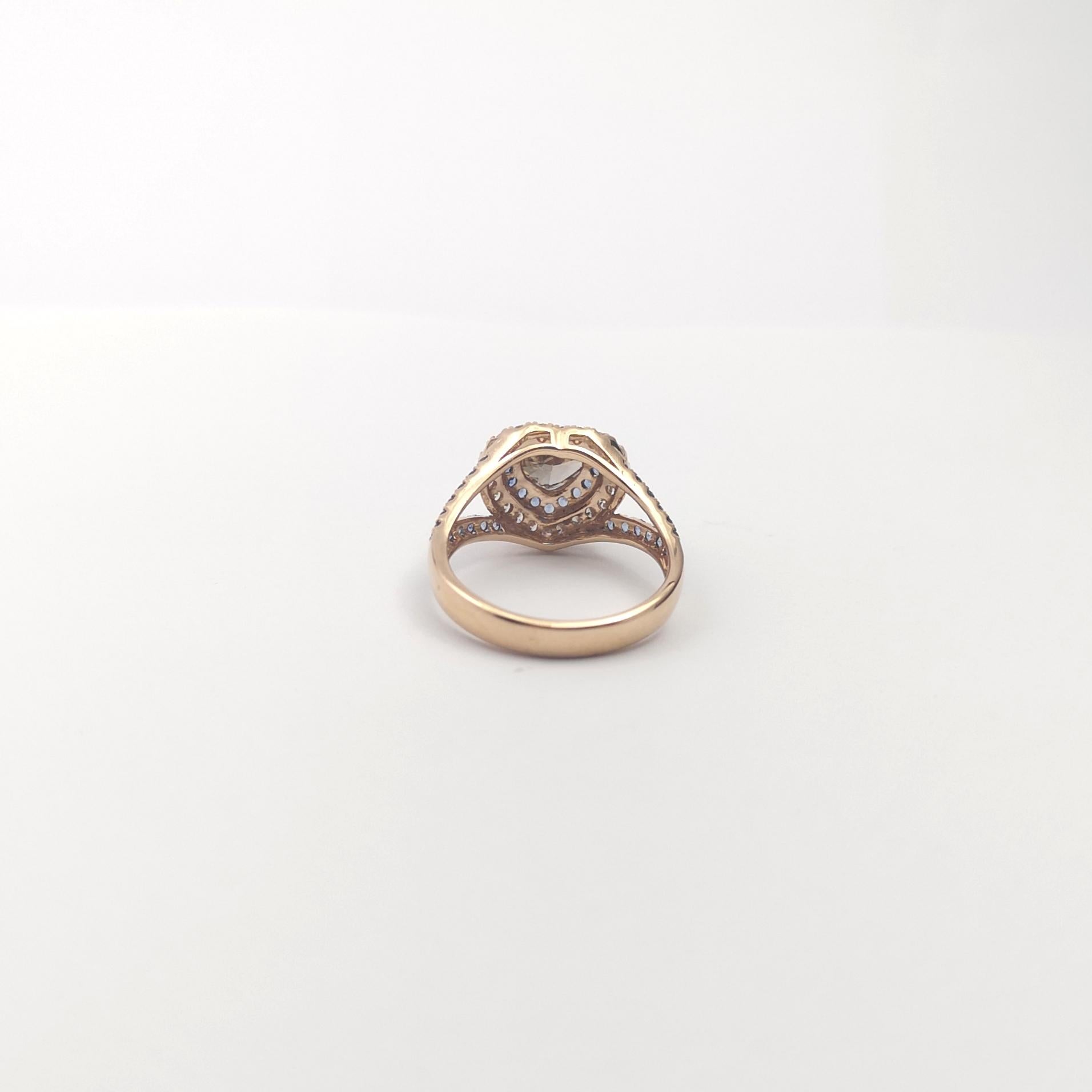 Brown Diamond with Blue Sapphire and Brown Diamond Ring set in 18K Rose Gold en venta 7
