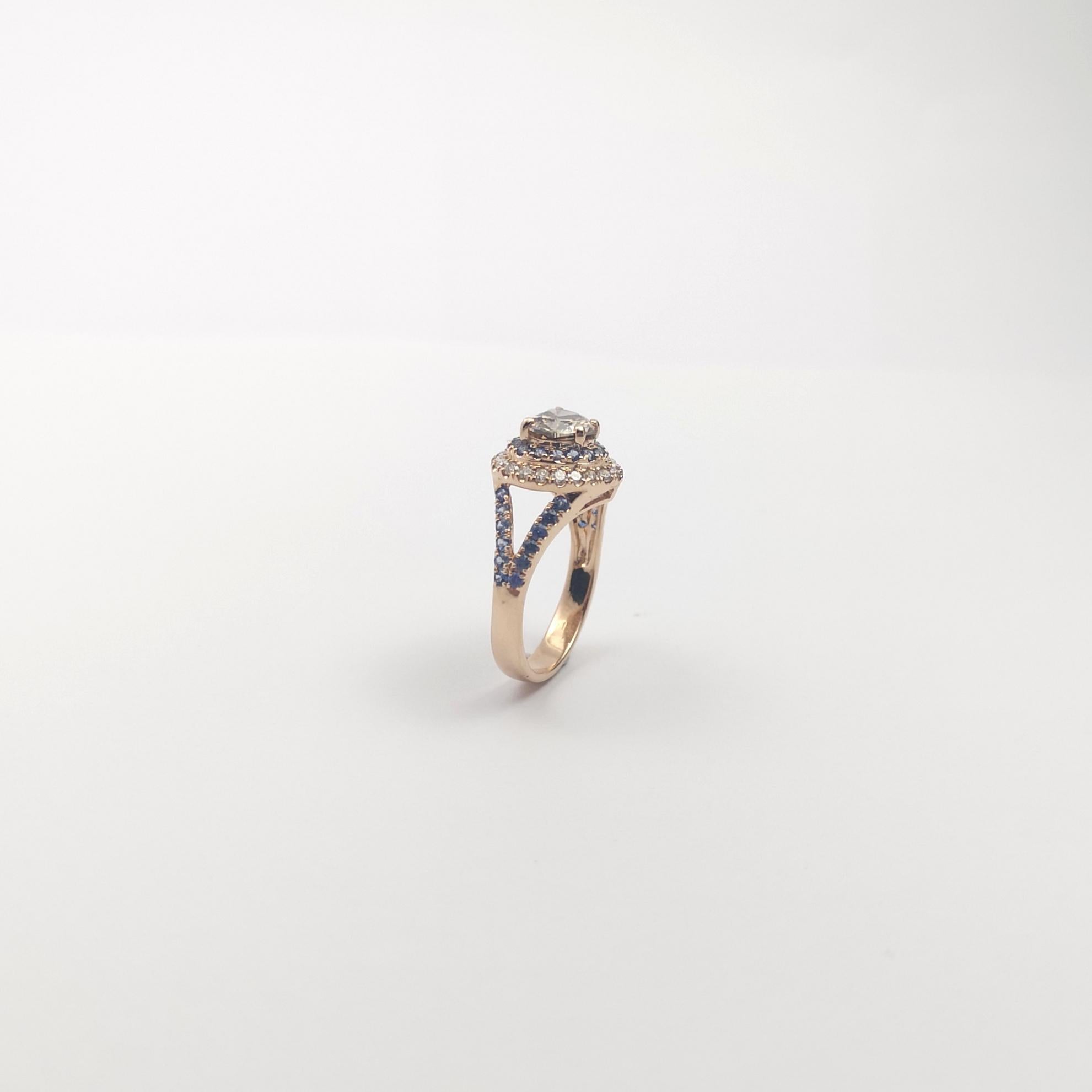 Brown Diamond with Blue Sapphire and Brown Diamond Ring set in 18K Rose Gold en venta 2