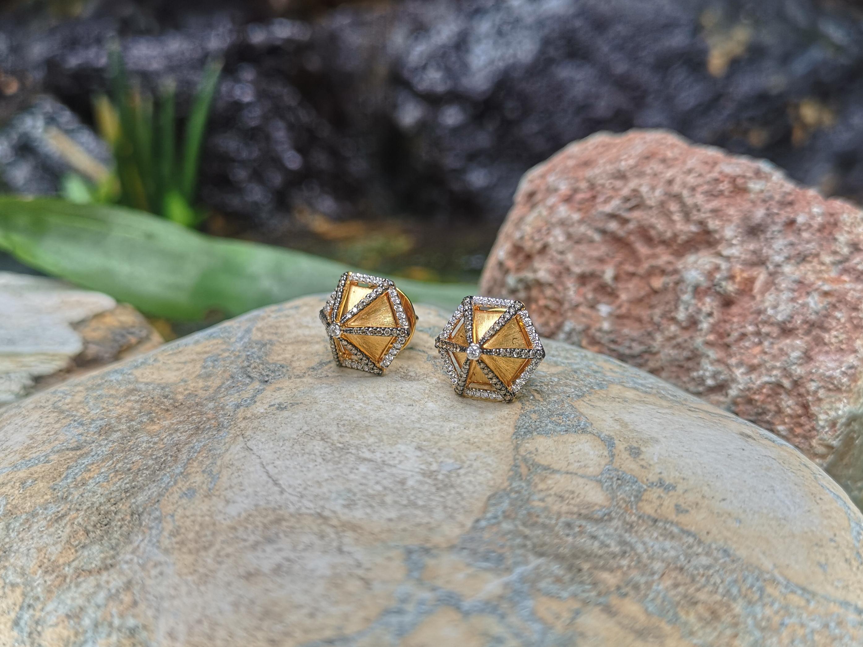 Mixed Cut Brown Diamond with Diamond Earrings in 18 Karat Gold by Kavant & Sharart For Sale