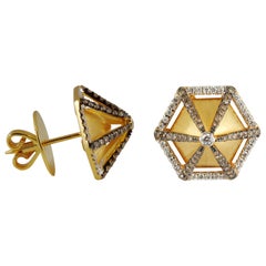 Brown Diamond with Diamond Earrings in 18 Karat Gold by Kavant & Sharart