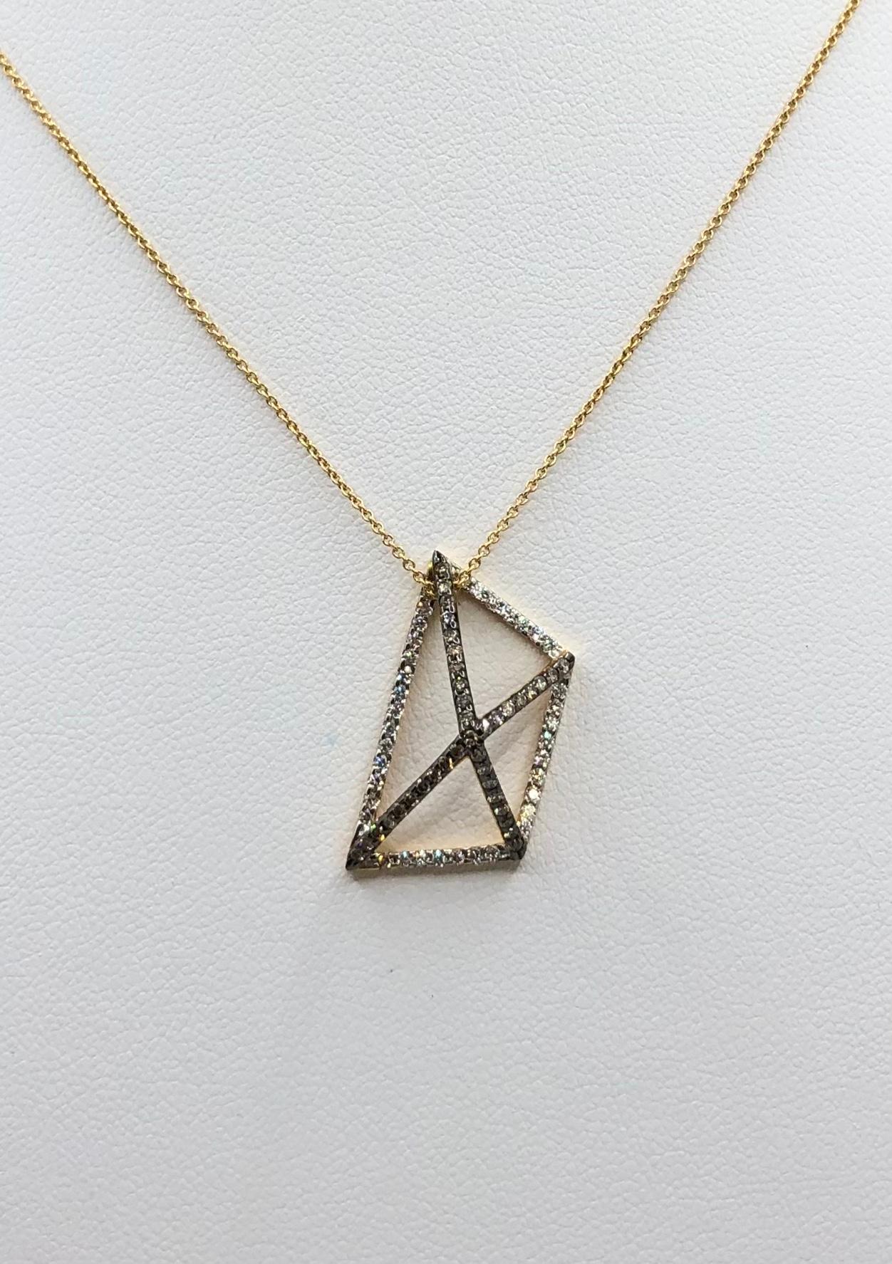 Taille brillant Pendentif en or 18 carats serti de diamants bruns par Kavant & Sharart en vente