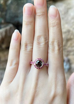 Brown Diamond with Pink Sapphire Ring set in 18K Rose Gold Settings