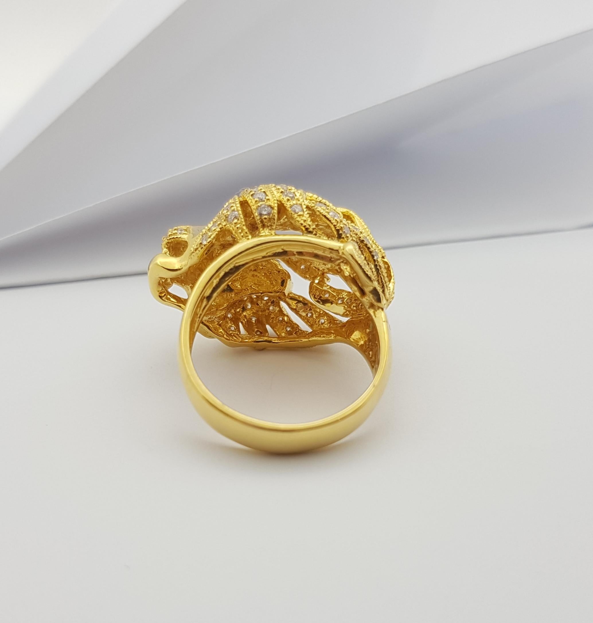 Brauner Diamant mit Rubin Löwenring in 18 Karat Goldfassung 14