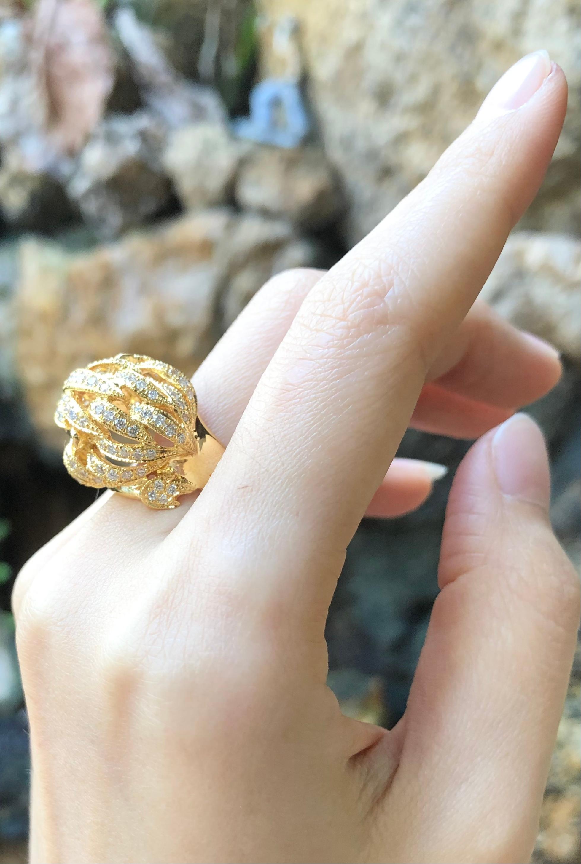 Brauner Diamant mit Rubin Löwenring in 18 Karat Goldfassung für Damen oder Herren