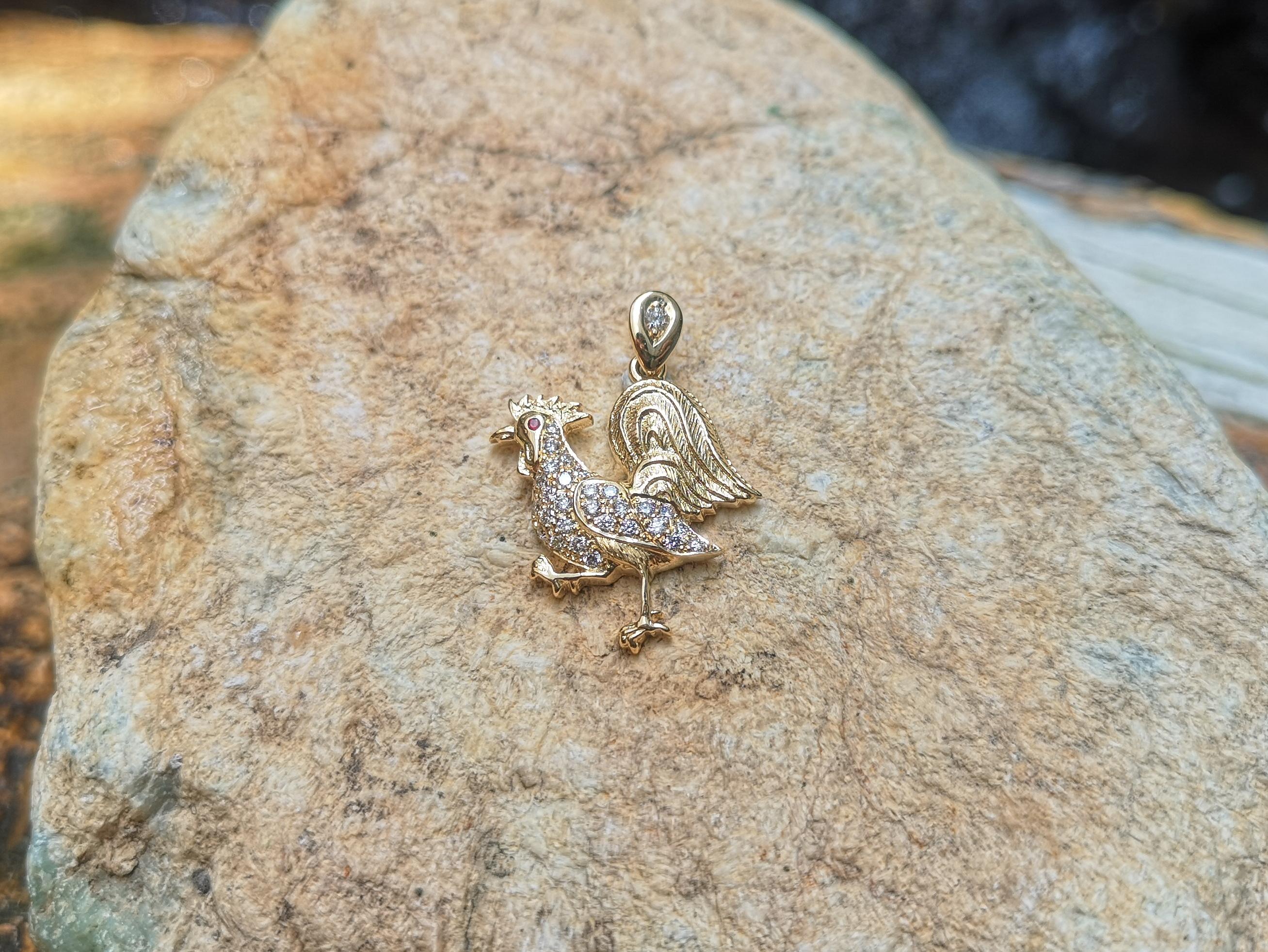 diamond rooster pendant