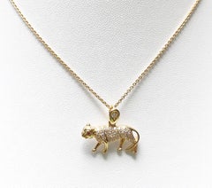 Brown Diamond with Ruby Tiger Chinese Zodiac Pendant Set in 18 Karat Gold