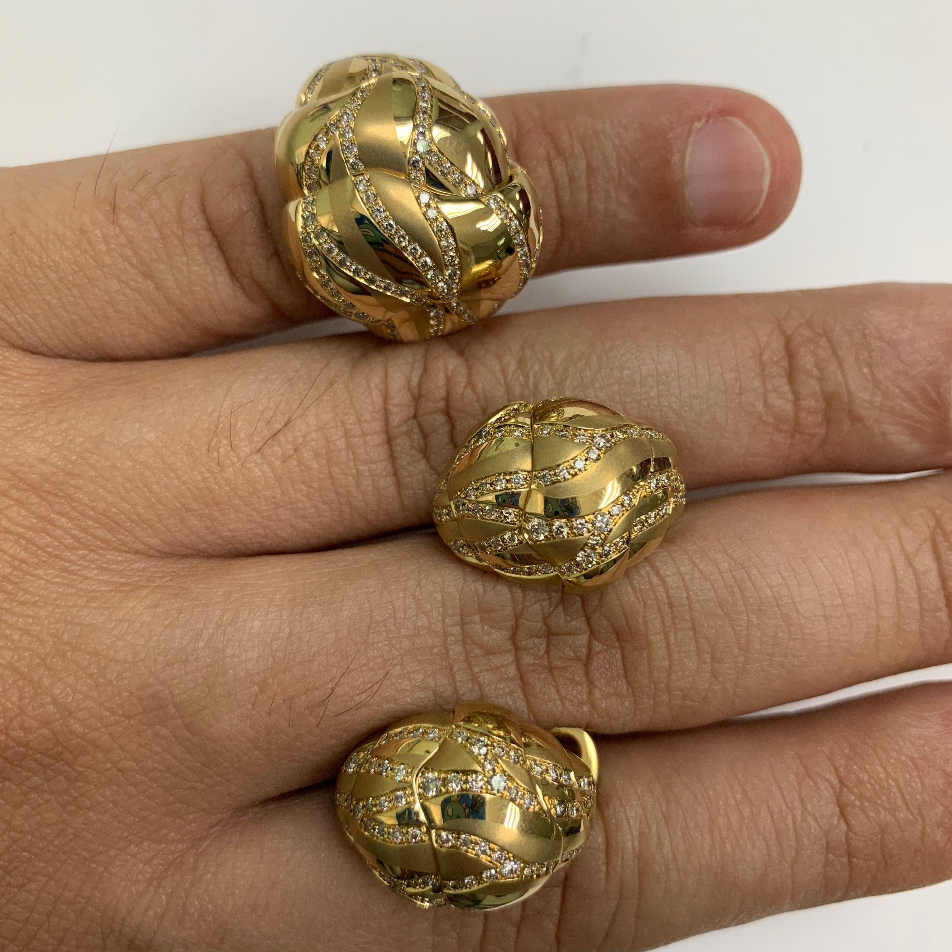 Brown Diamonds 18 Karat Yellow Gold Ring Earring Sand-Dune Suite 3