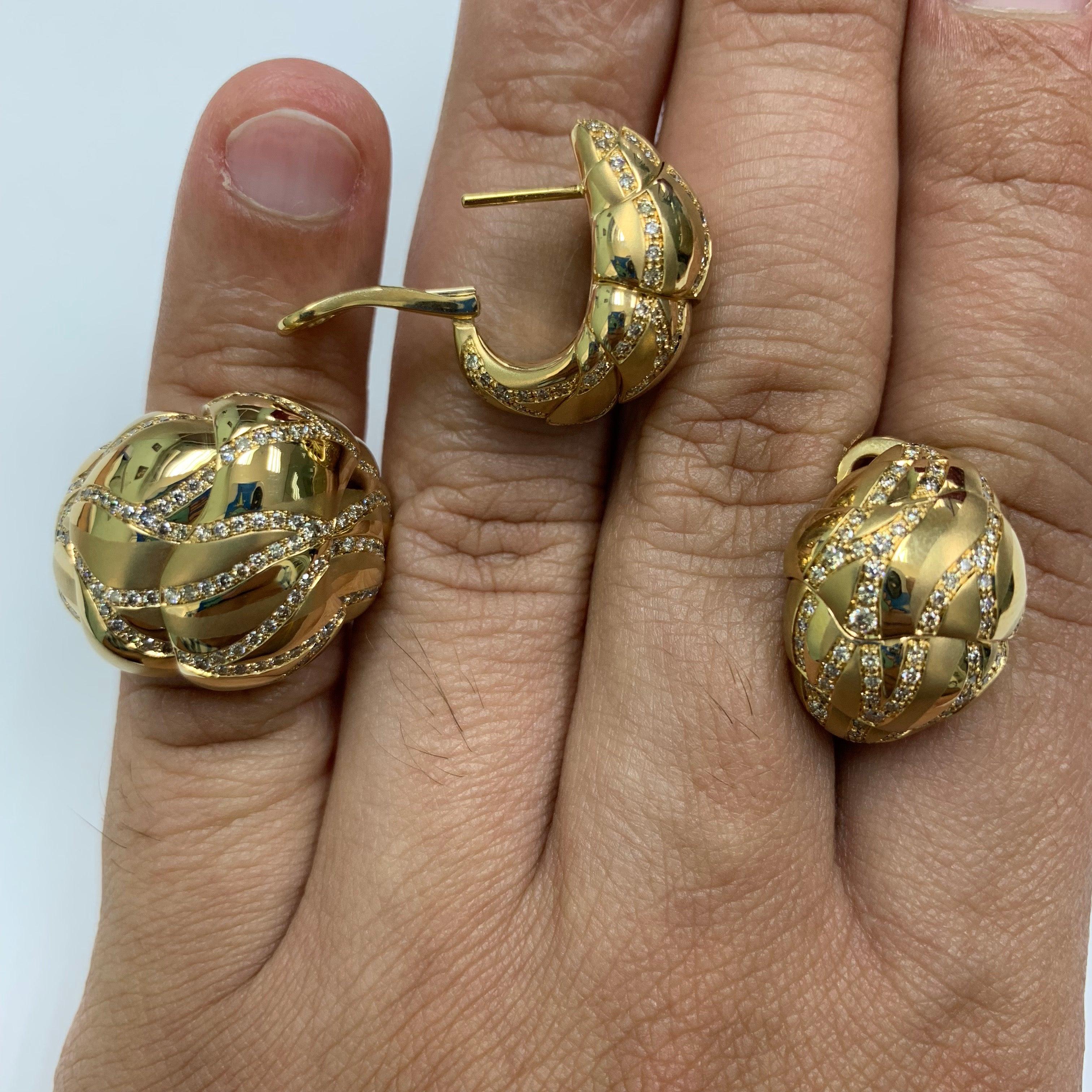Brown Diamonds 18 Karat Yellow Gold Ring Earring Sand-Dune Suite 5