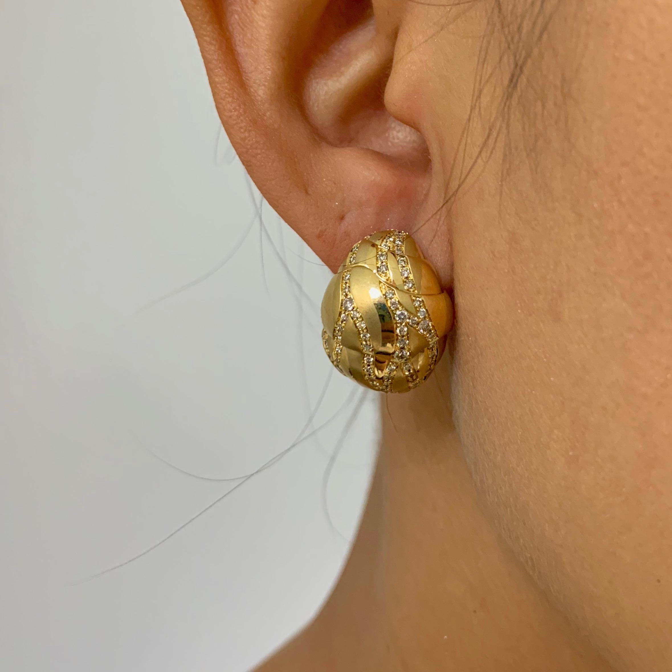 Brown Diamonds 18 Karat Yellow Gold Sand-Dune Earrings For Sale 1
