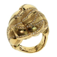 Brauner Sand-Dune-Ring mit Diamanten aus 18 Karat Gelbgold